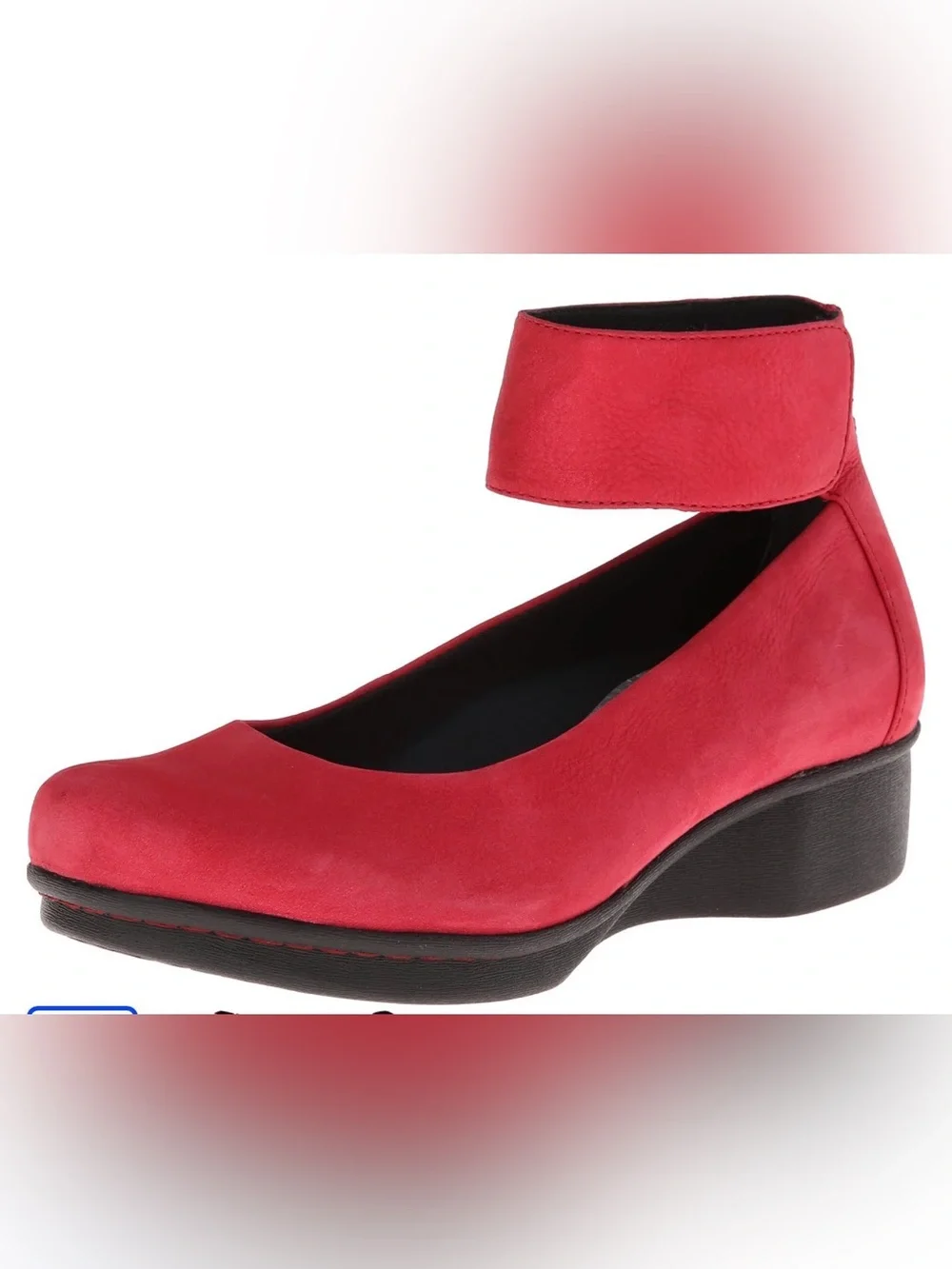 Dansko Lulu Mary Jane Red Ankle-Strap Wedge Pump